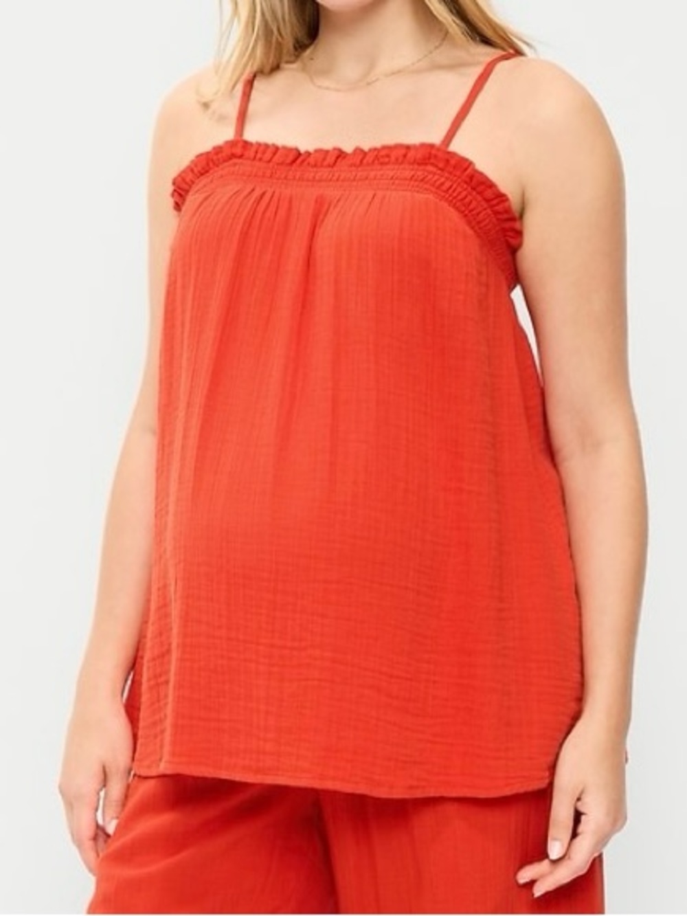 Old Navy Maternity Women’s Orange Gauze Tank Top Size L Lightweight Boho Summer